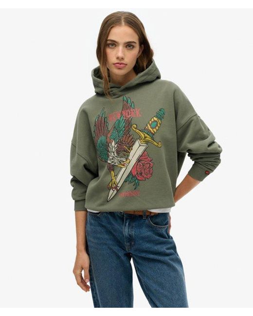 Superdry Green Neo Trad Tattoo Relaxed Hoodie