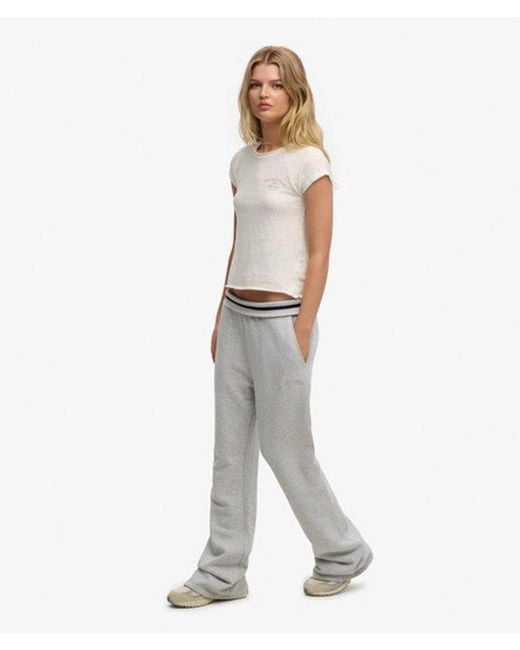 Superdry White Athletic Essentials Logo Low Rise Flare Jogger