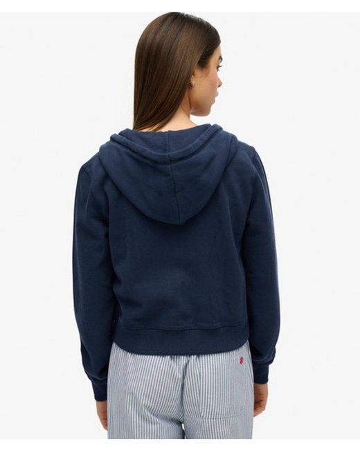 Superdry Blue & Co Athletic Essentials Tonal Cropped Zip Hoodie