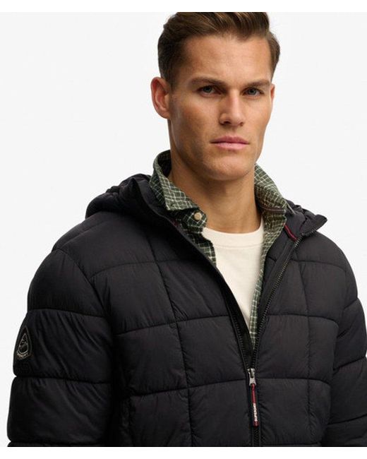 Superdry Blue & Co Hooded Box Quilt Fuji Lite Jacket for men