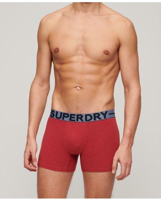Lot de trois boxers en coton bio Superdry pour homme en coloris Red