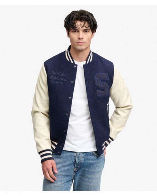 Superdry Blue & Co Vintage Patched Varsity Jacket for men