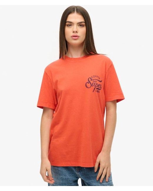 Superdry Blue & Co Oversized Copper Label Chest Graphic T-shirt