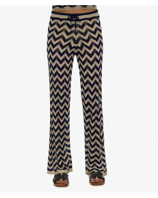 Superdry Blue & Co Zigzag Knit Wide Trousers