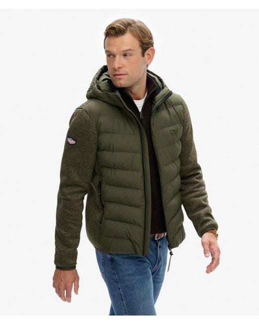 Superdry Green Hooded Storm Knit Hybrid Jacket for men