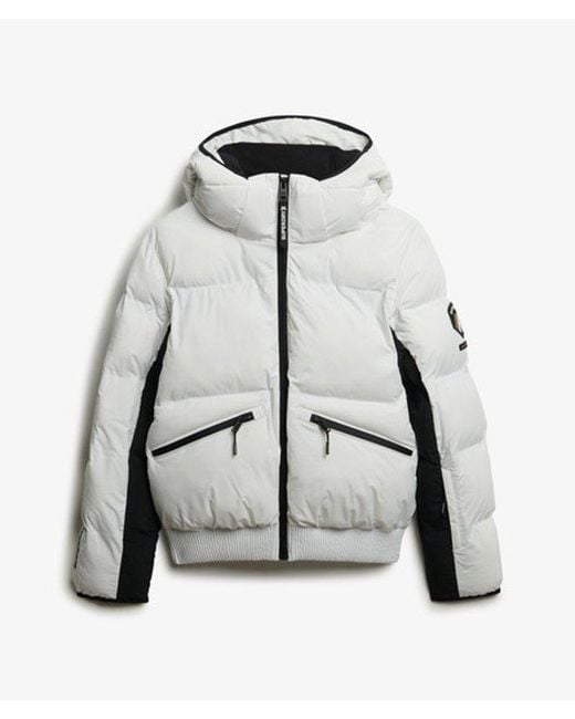 Superdry White Hooded Ski Bomber Jacket