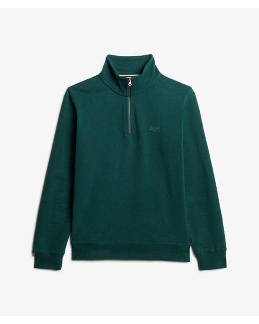 Superdry Green Essential Logo Half Zip Sweatshirt for men