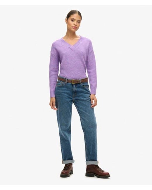 Superdry Purple & Co Oversized V Neck Jumper