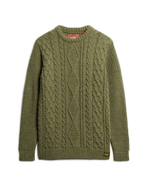 Superdry Green & Co Classic Cable Knit Jacob Jumper for men