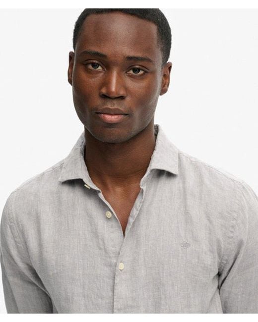 Superdry Gray & Co Riviera Long Sleeve Linen Shirt for men