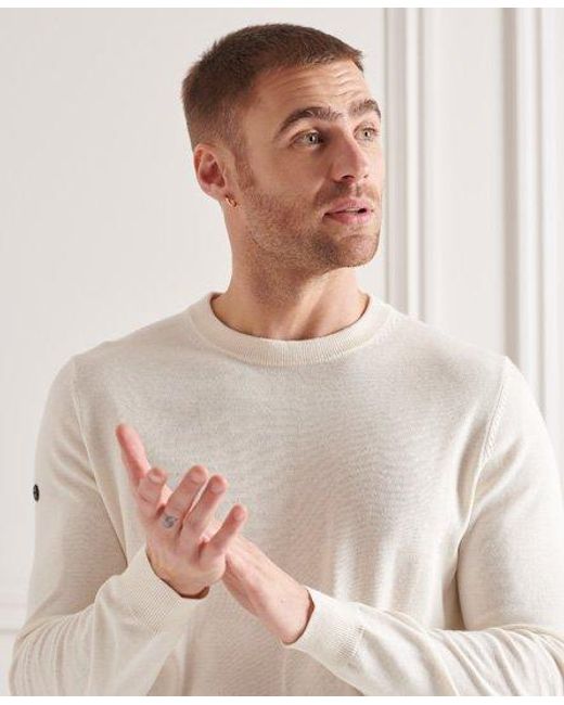 Superdry Natural Coolmax Crew Knit Jumper Oyster for men