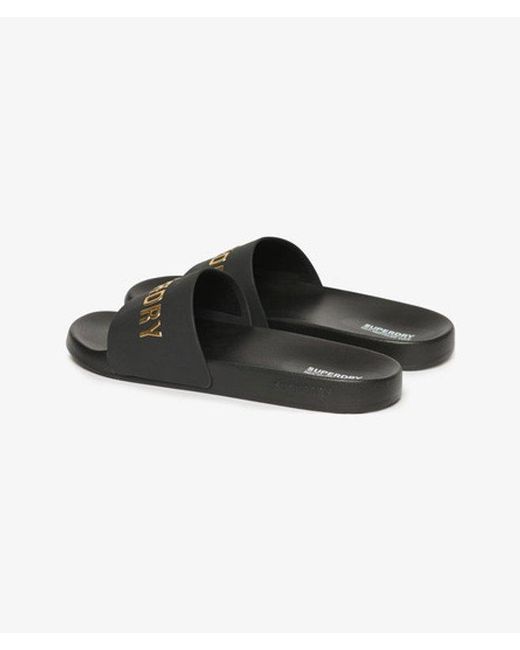Superdry Black & Co Logo Pool Sliders for men