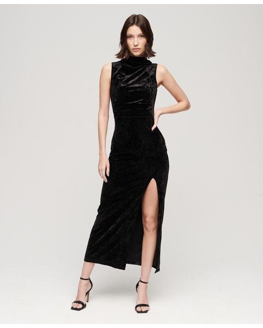 Superdry Black Velvet Maxi Dress