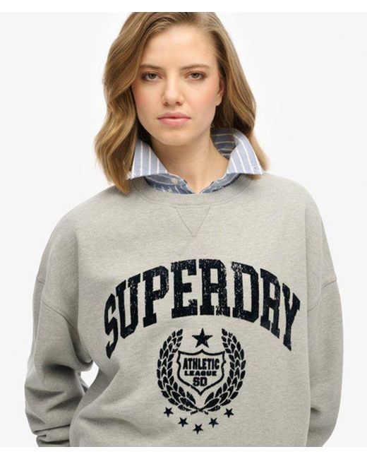 Superdry Gray & Co Athletic Relaxed Flock Sweatshirt