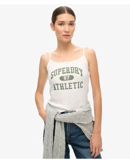 Superdry White & Co Athletic Essentials Graphic Pointelle Cami Top