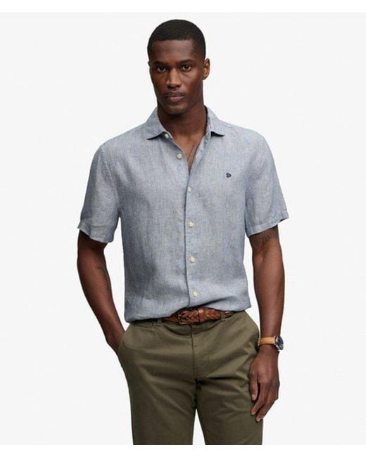 Superdry Gray & Co Riviera Short Sleeve Linen Shirt for men