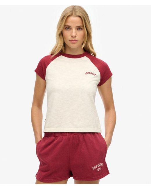 Superdry Red Organic Cotton Essential Logo Raglan T-shirt