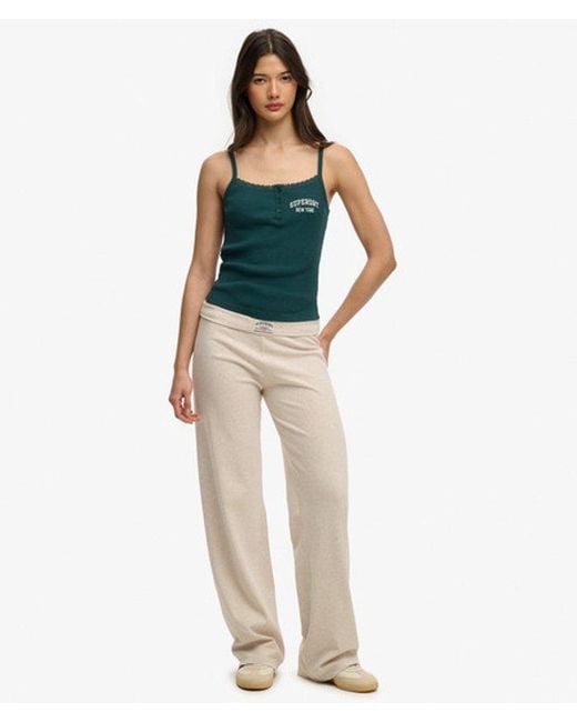 Superdry Green Athletic Essentials Embroidered Button Cami Top