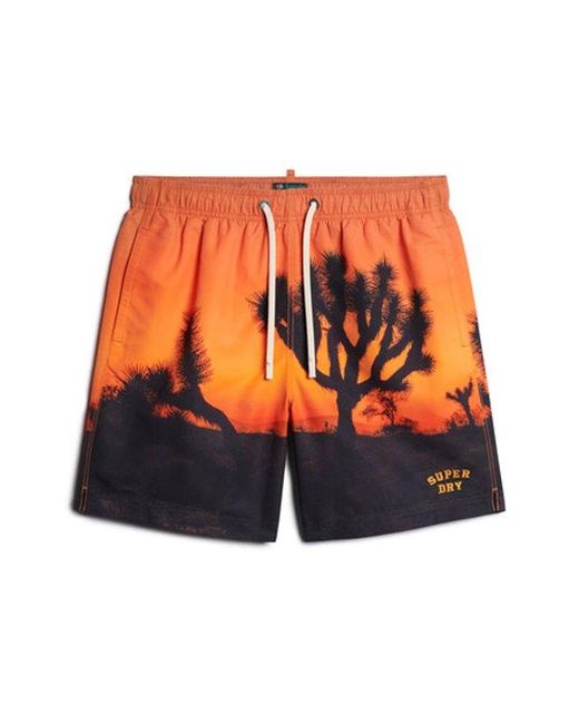 Superdry Red & Co Photographic 17-inch Recycled Swim Shorts for men