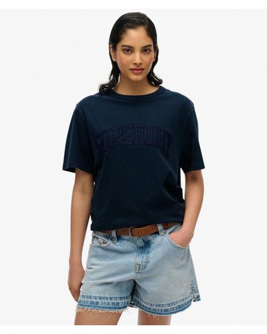 Superdry Blue Athletic Tonal Oversized T-shirt
