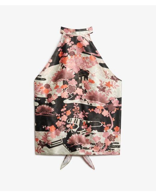 Superdry Pink & Co Jacquard Halter Top