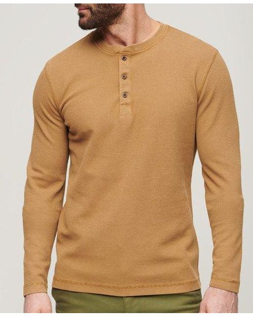 Superdry Natural Waffle Long Sleeve Henley Top for men
