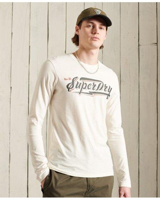Superdry Natural Boho Graphic Long Sleeve T-Shirt Bone for men
