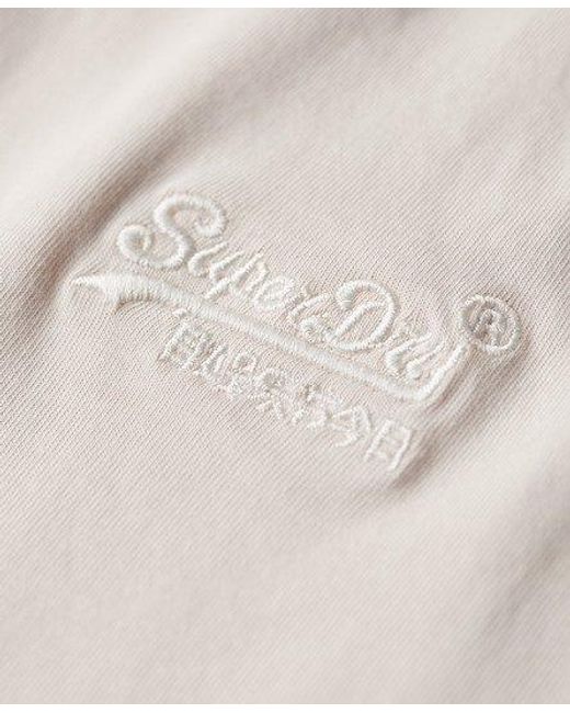 Superdry White Organic Cotton Essential Logo Embroidered T-shirt for men