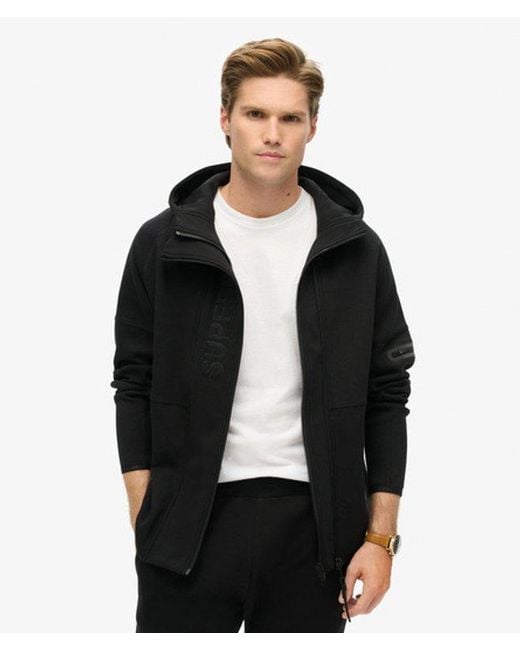 Superdry Black & Co Tech Logo Loose Zip Hoodie for men