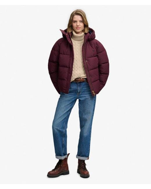 Superdry Red & Co Premium Hooded Puffer Jacket