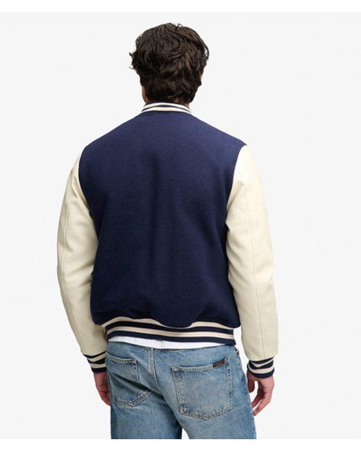 Superdry Blue & Co Vintage Patched Varsity Jacket for men