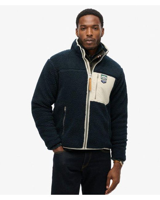 Superdry Blue & Co Vintage Retro Borg Fleece Jacket for men