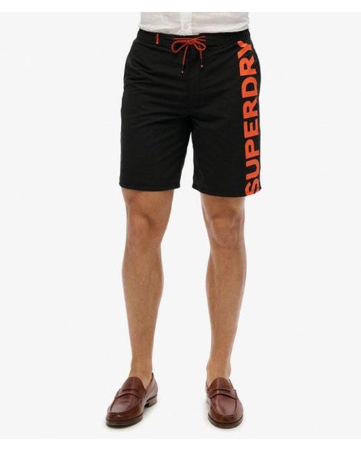 Homme Short De Surf Classique À Logo Longueur 48 Cm Taille Superdry pour homme en coloris Black