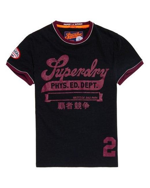 Superdry Black Pitch Field Ringer T-Shirt for men