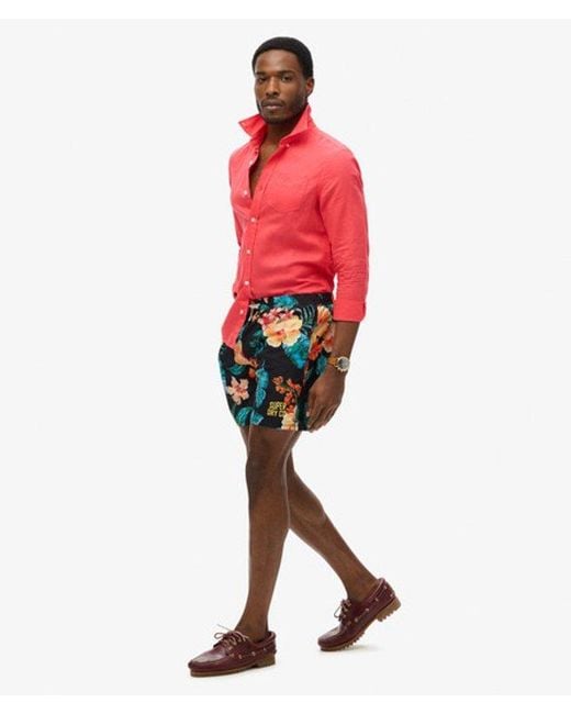 Superdry Black & Co Hawaiian Print 16-inch Swim Shorts for men