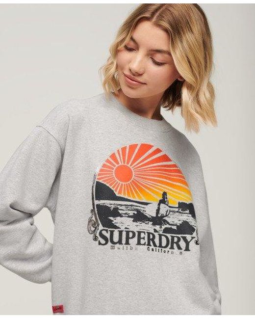 Superdry Travel Souvenir Sweatshirt Met Losse Pasvorm in het Gray