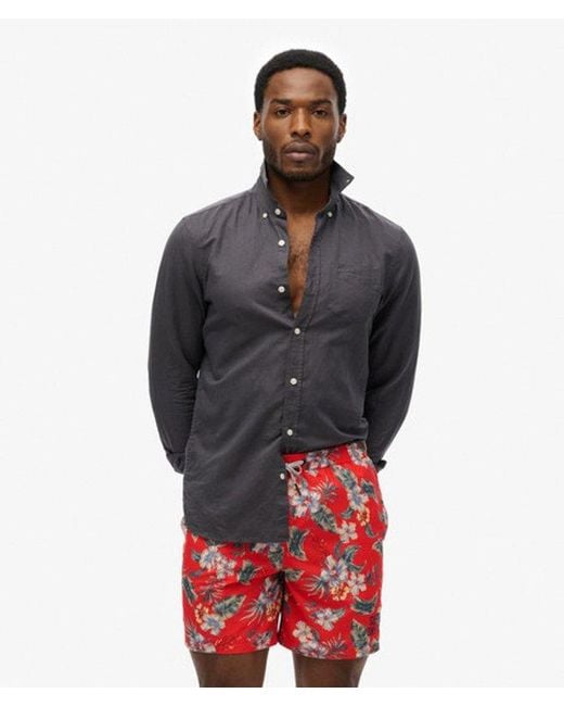 Superdry Red & Co Hawaiian Print 16-inch Swim Shorts for men