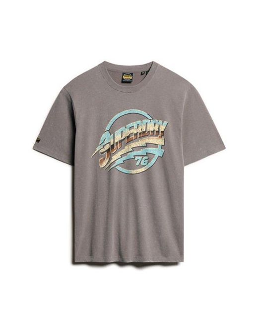 Superdry Gray Seventies Rock Graphic Band T-shirt for men