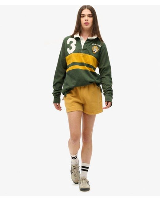 Superdry Yellow & Co Loose Fit Embroidered Vintage Wash Sweat Shorts