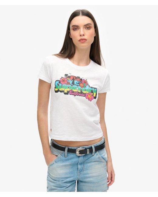 Superdry White & Co Cali Sticker Fitted T-shirt