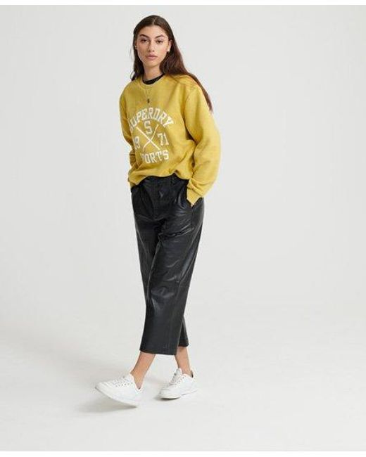 Superdry Yellow Classic Varsity Crew Sweatshirt Washed Mustard Overdyed Marl