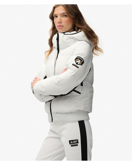 Superdry White Hooded Ski Bomber Jacket