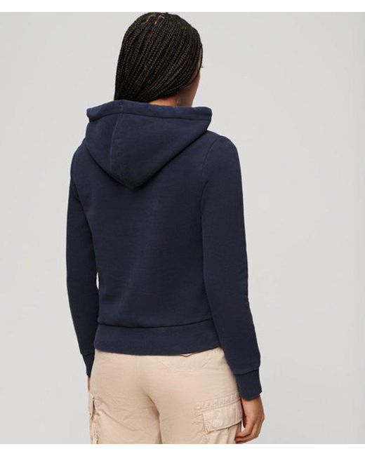 Superdry Blue Ladies Classic Varsity Flocked Graphic Hoodie