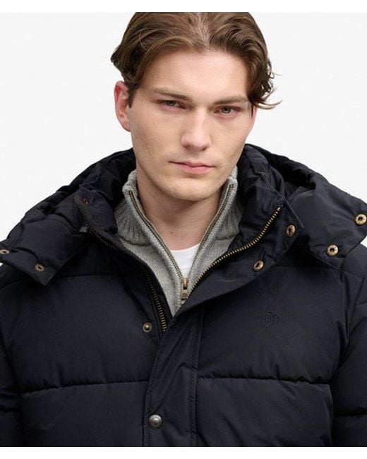 Superdry Black Premium Hooded Puffer Jacket for men