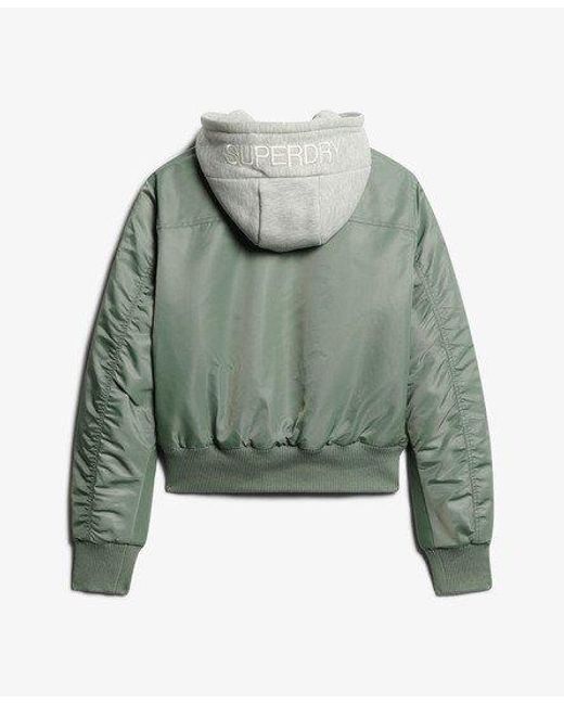 Superdry Green Hooded Bomber Jacket