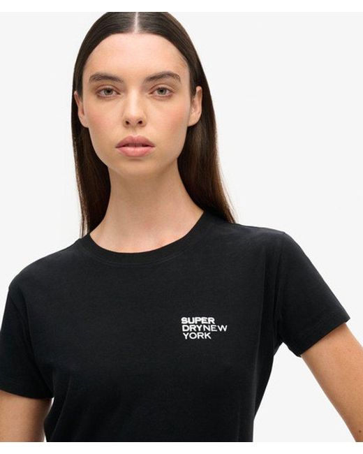 Superdry Black & Co Sport Luxe Logo Fitted Cropped T-shirt