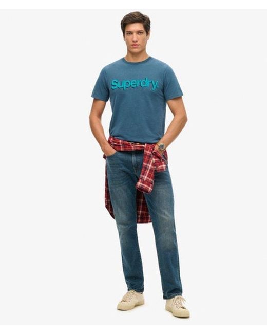 Superdry Blue & Co Classic Core Logo Shadow T-shirt for men