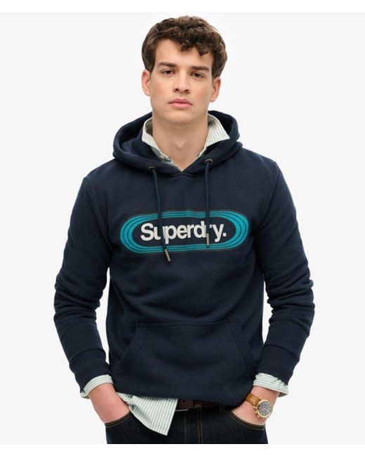 Superdry Blue Vintage Trade Tab Hoodie for men