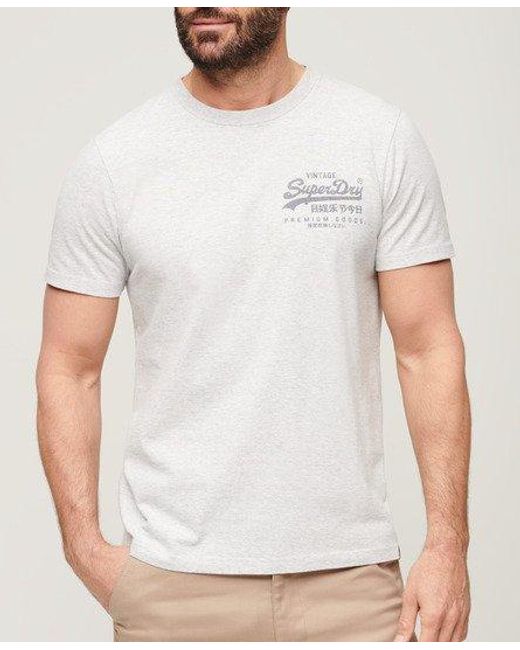 Superdry White Classic Vintage Logo Heritage Chest T-shirt for men