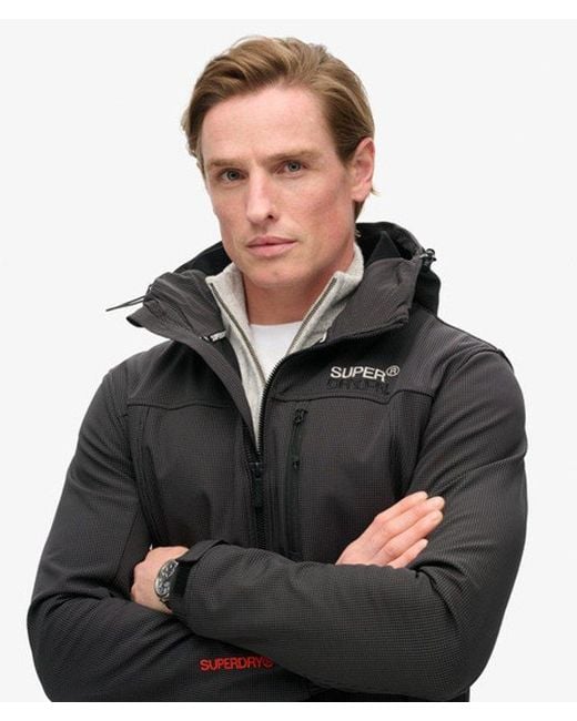 Superdry Black & Co Hooded Ripstop Softshell Trekker Jacket for men